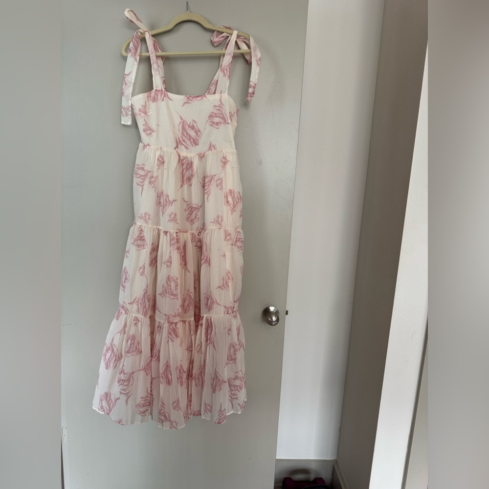 Chicwish Pink Floral Tiered Dress